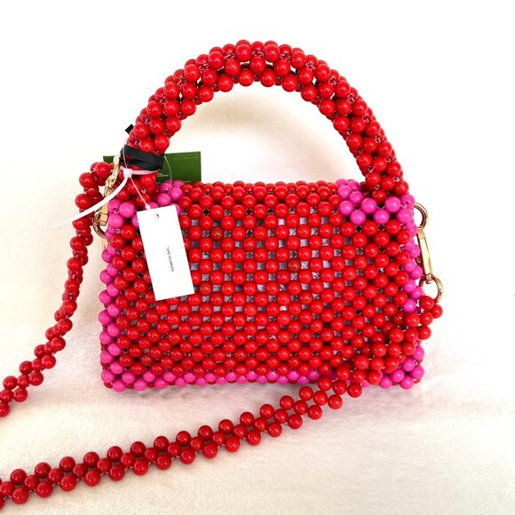 Kate Spade x Target Red & Pink Colorblock Beaded Bag - Picture 11 of 14